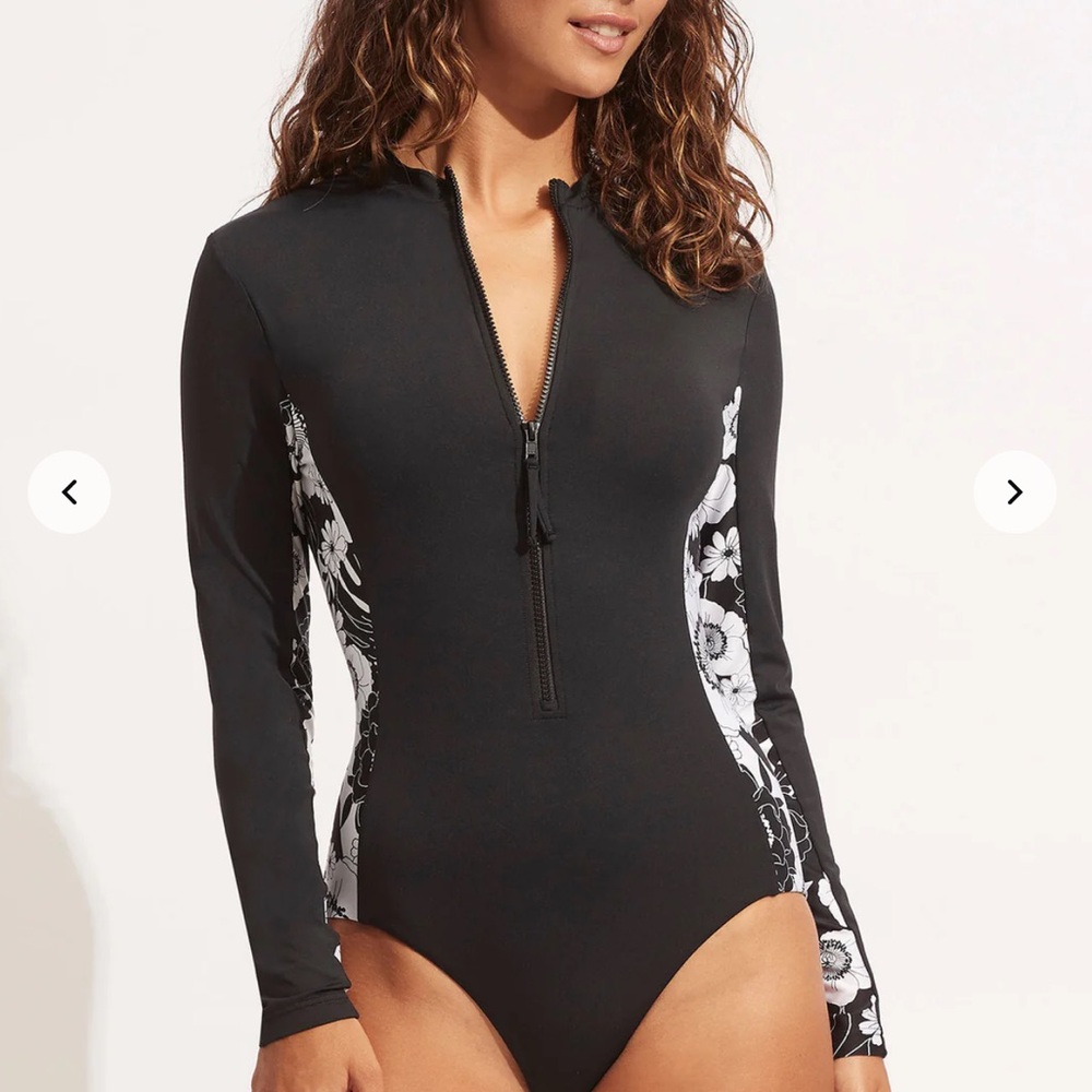 NWT Anthropologie Seafolly Summer Of Love Zip Front Surfsuit - 8
